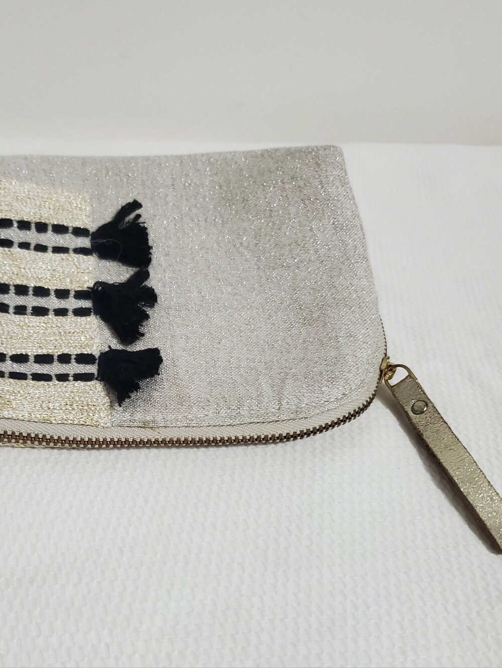 Anthropologie Joni Glitter Canvas  Wristlet Pouch Pochette - Picture 8 of 10
